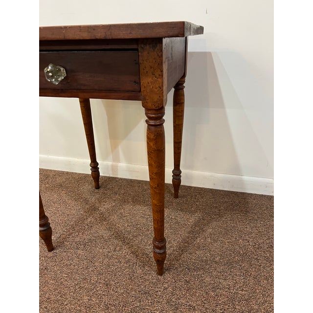 Mid 19th Century Sheraton American Birds Eye Maple Legged Cherry One Drawer Stand For Sale - Image 11 of 11
