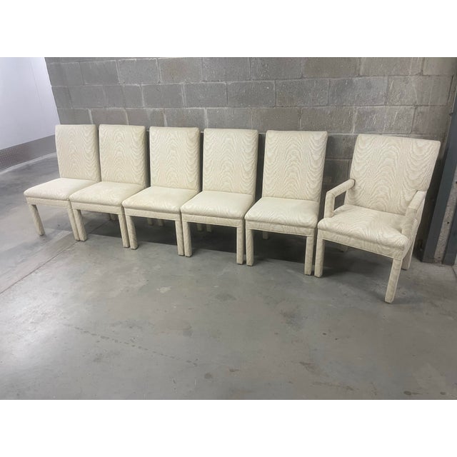 1970s Mid Century Modern Parson Faux Bois Dining Chairs - 6 For Sale - Image 5 of 7