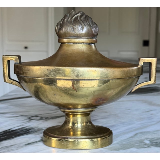 Antique Brass Gas Lantern Motif Cassoulete / Finial For Sale - Image 10 of 10