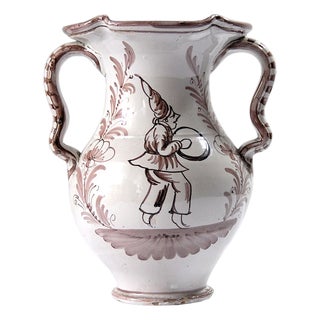 Vintage Italian Hand Painted Glazed Vase, 1950s For Sale
