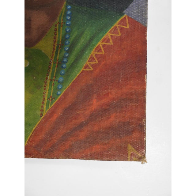 Early 20th Century Early 20th Century Folk Art Native American Portrait Painting For Sale - Image 5 of 7