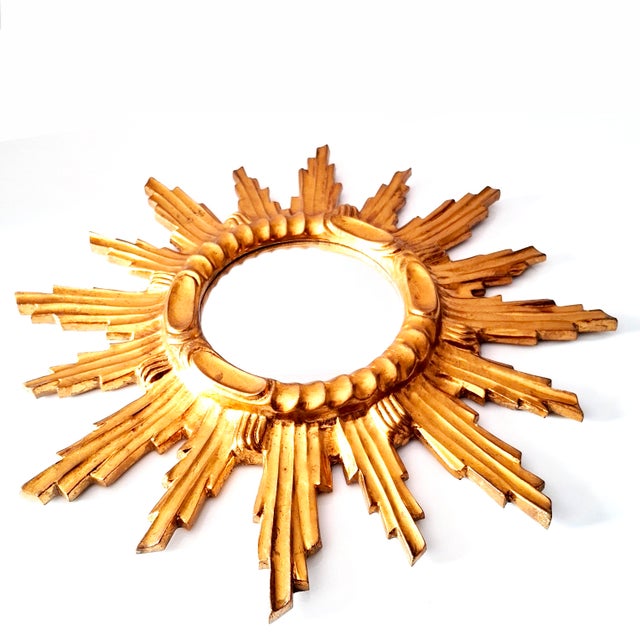 Mid-Century Modern Large Vintage Wall Mirror in Sunburst Finish, 1960s For Sale - Image 3 of 16