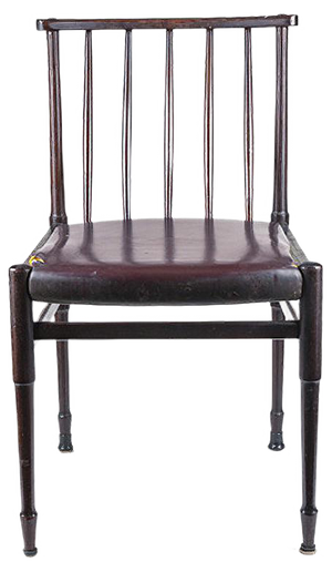 Vintage Chair in Dark Stained Wood and Leather, 1960s