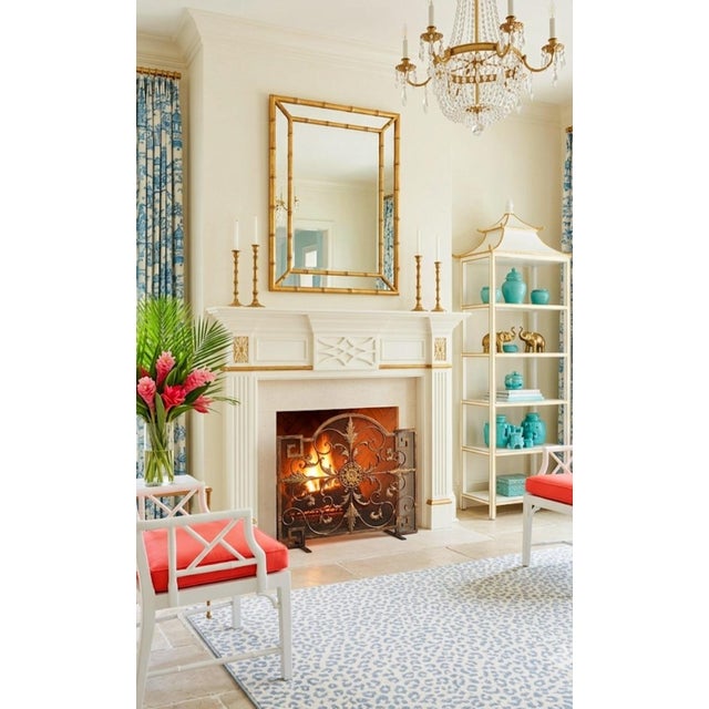 Vintage Ornate Hollywood Regency Greek Key Gold Gilt Scrollwork Fire Place Screen For Sale - Image 4 of 8