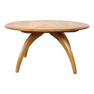 Heywood-Wakefield Solid Birch Round Lazy Susan Coffee Table in Wheat For Sale