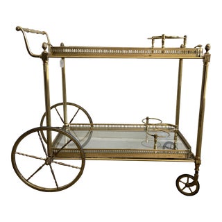 Vintage Brass Bar Cart For Sale