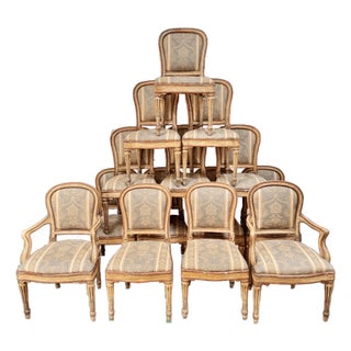 Fourteen Italian Louis XVI Period Laccatura Dining Chairs, 18th C. For Sale