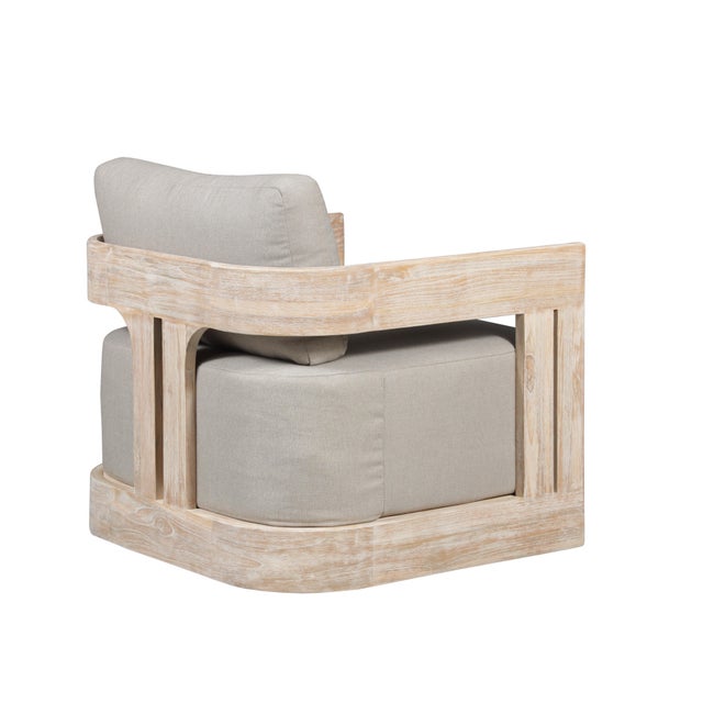 2020s Paradiso Outdoor Teak Natural Look Swivel Chair - Gray Fabric For Sale - Image 5 of 8