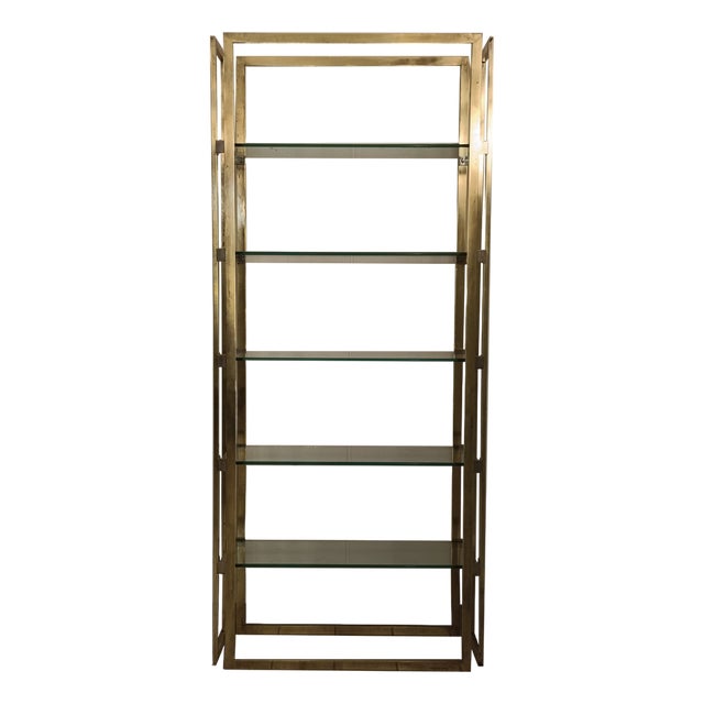 Brass Etagere with Glass Shelves, Italy, 1970s For Sale