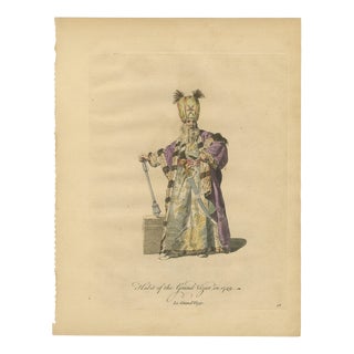 Jefferys, Ottoman Grand Vizier Costume, Hand-Colored Engraving, 1749 For Sale