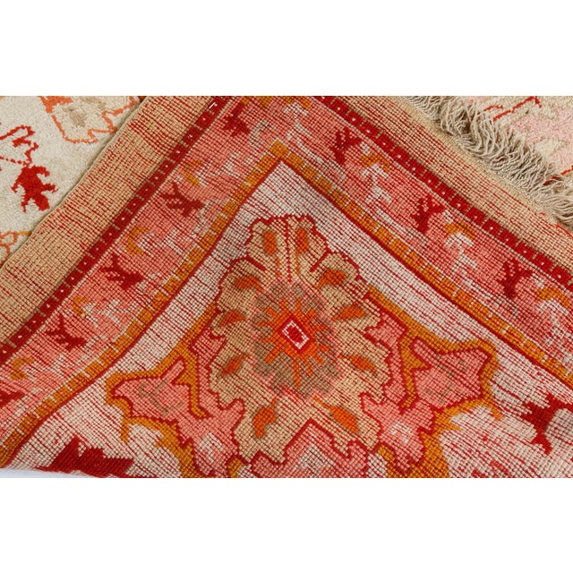 Antique Turkish Oushak Rug  Botanical Elegance in Soft Pastels For Sale In New York - Image 6 of 8