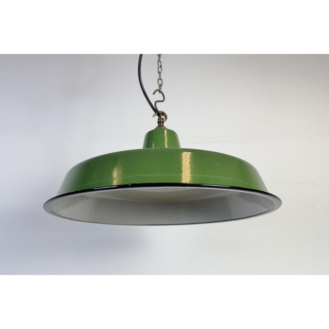 1960s Industrial Green Enamel Factory Pendant Lamp, 1960s For Sale - Image 5 of 17