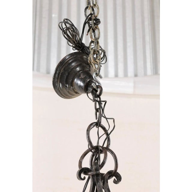 Metal French Mid-20th Century Iron Ring Chandelier With Eight Torch-Shaped Lights For Sale - Image 7 of 10