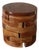 Late 20th Century Stacked Teak Wood Block Round Pedestal Stool Bench For Sale