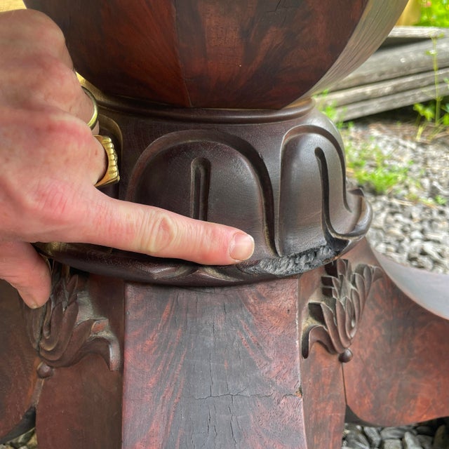 Brown 1800s Empire Period Tavern-Size Table With Carved Details For Sale - Image 8 of 13