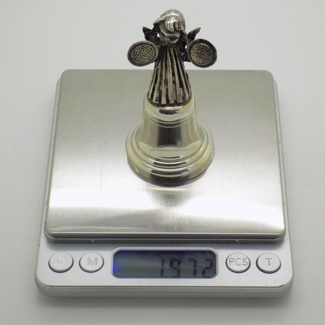 Vintage Italian Silver Brandimarte Silversmith Angel with Instrument Bell, Florence, 1980s For Sale - Image 13 of 15