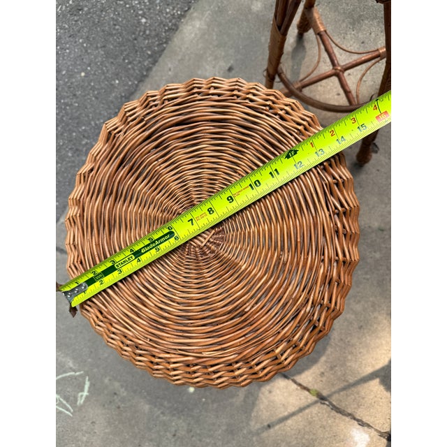 Brown Pair of Wicker Vintage Bar Stools For Sale - Image 8 of 12