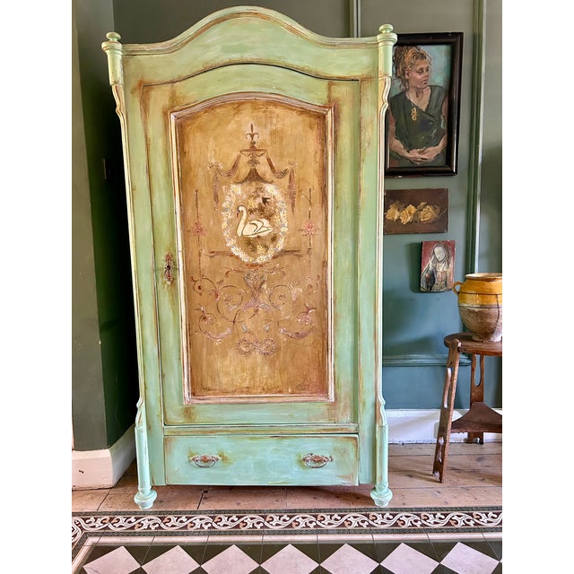 Vintage Painted Armoire with Chinoiserie, 1920s For Sale - Image 16 of 16