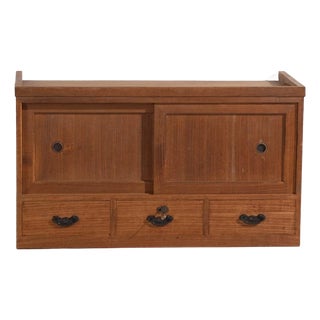 Antique Low Cabinet with Sliding Doors For Sale