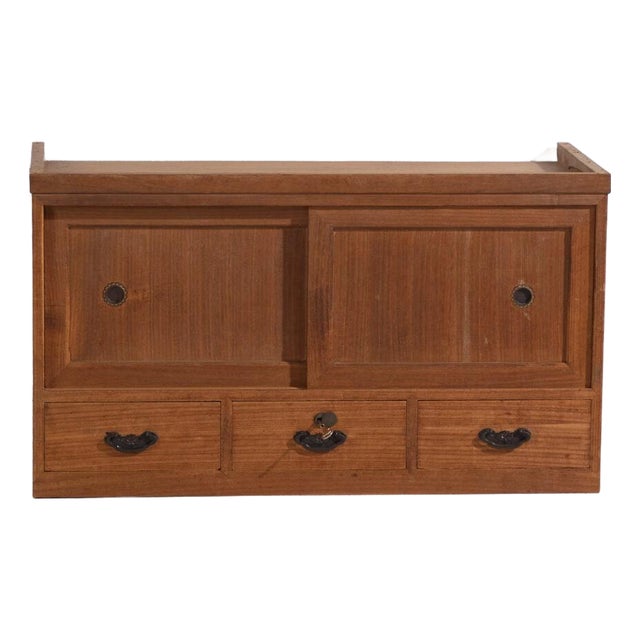 Antique Low Cabinet with Sliding Doors For Sale