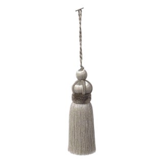 Dove Gray Satin Key Tassel With Platinum Velvet and Gimp Details For Sale
