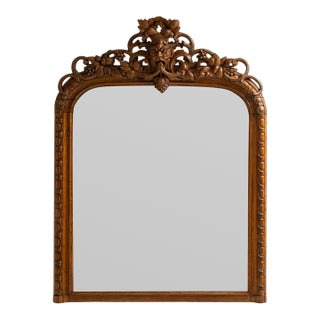 19th Century France Baroque Amber Wood Mirror For Sale