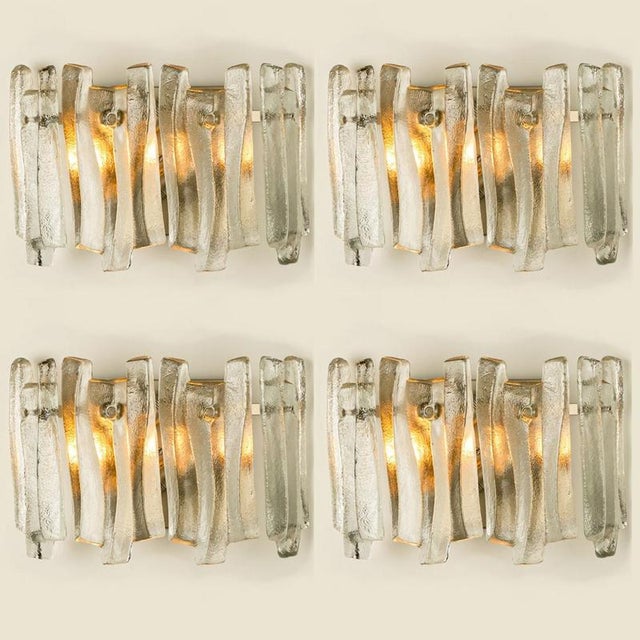 Textured Ice Glass Chrome Wall Lights attributed to J. T. Kalmar for Kalmar, 1970 For Sale - Image 11 of 11