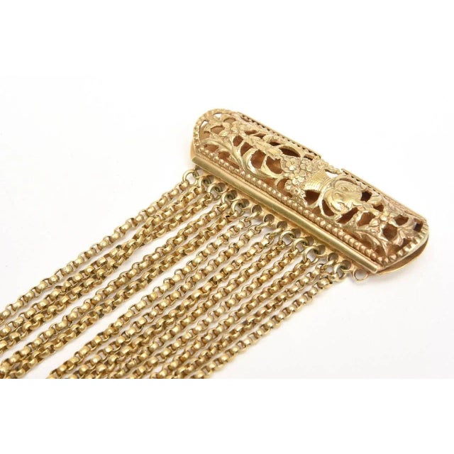 Metal Vintage Gold Wash Over Sterling Silver Beaded Strand Link hbhhhNecklace With Egyptian Clasp For Sale - Image 7 of 9