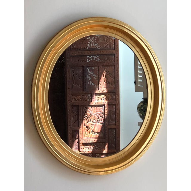 Gold French Louis Philippe-Style Giltwood Oval Wall Mirror For Sale - Image 8 of 12