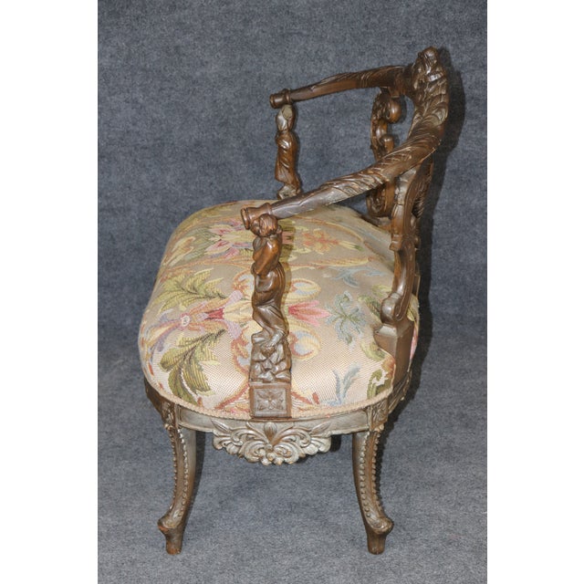 Early 20th Century Antique Italian Carved Figural Chair Settee For Sale - Image 9 of 9