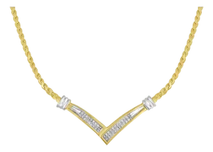 10K Yellow and White Gold 1/2 Cttw Princess Cut Diamond Channel-Set ���V��� Shape 18" Franco Chain Necklace (H-I Color, SI2-I1 Clarity)