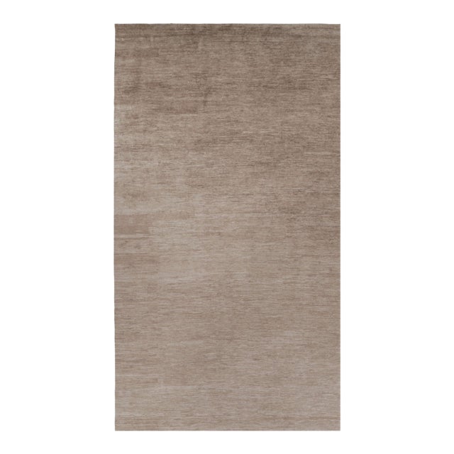 Rug & Kilim’s Oversized Modern Textural Rug in Brown, White and Beige Striae - 10x18 For Sale
