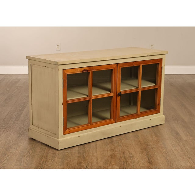 Farmhouse Pier 1 Imports Painted Farmhouse Style Two Tone Media Console For Sale - Image 3 of 18