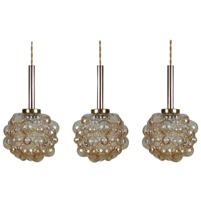Mid-Century Amber Bubble Pendant by Helena Tynell for Limburg, 1960s For Sale