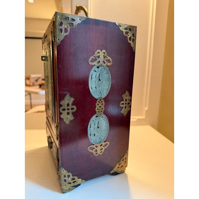 Mid 20th Century Chinese Rosewood and Carved Jade Jewelry Chest / Box For Sale - Image 13 of 15
