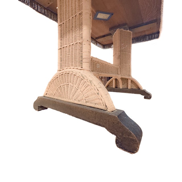 Heywood-Wakefield Wicker Library Table For Sale - Image 9 of 14