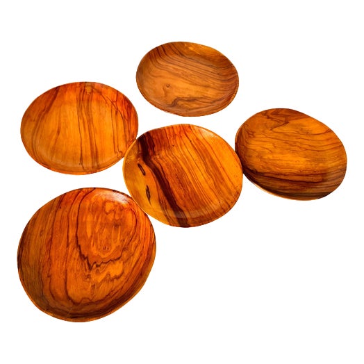 French Wooden Plates, 1960, Set of 5 For Sale