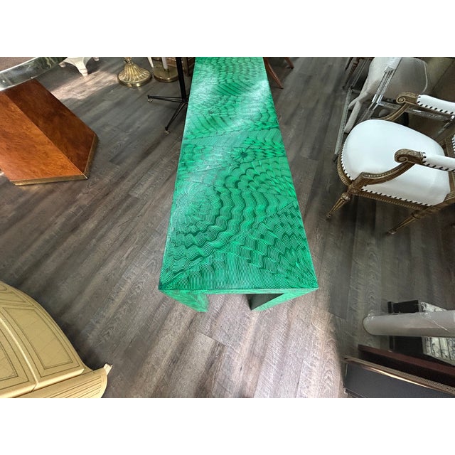 Gemstone Faux Malachite Console Table For Sale - Image 7 of 11