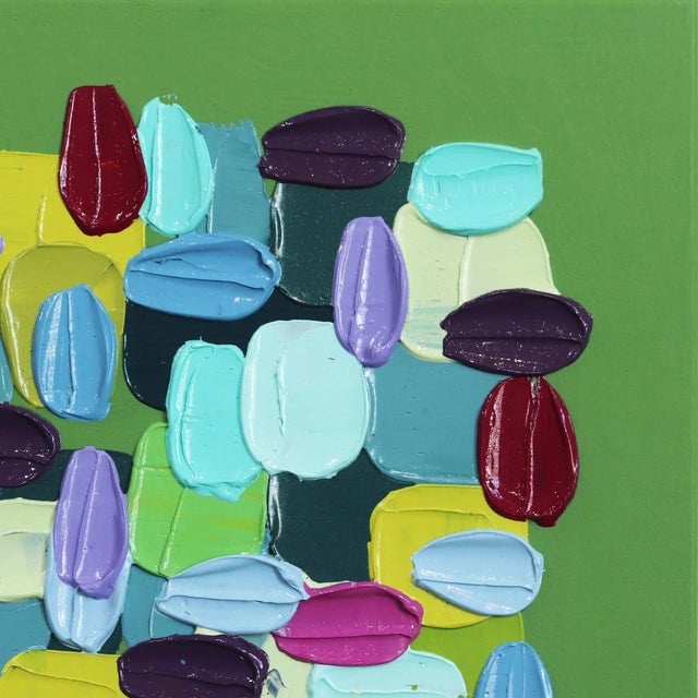 Abstract Apple Green - Impasto Thick Paint Green Abstract Painting Original Artwork by Shiri Phillips For Sale - Image 3 of 9