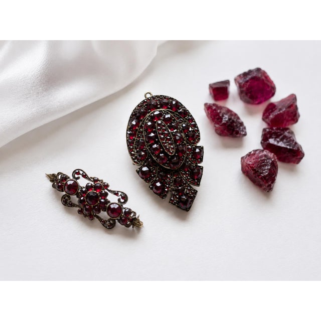 Antique Victorian Bohemian Garnet Double Layer Leaf Brooch Pendant For Sale - Image 9 of 10
