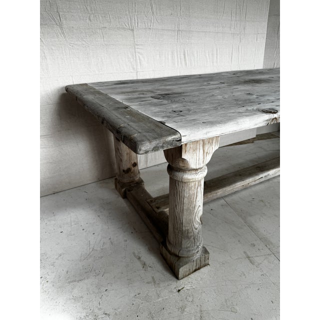 Wood Vintage Wood Trestle Farmhouse Rustic Ralph Lauren Dining Table For Sale - Image 7 of 10
