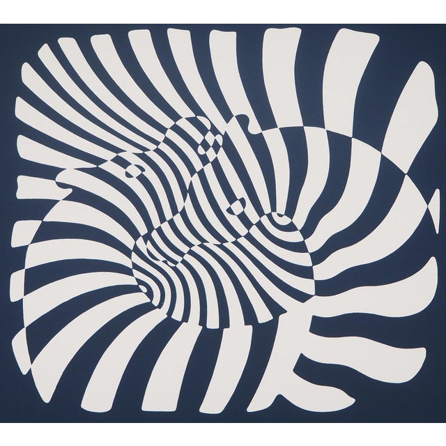 Victor Vasarely, Zèbres sur fond bleu, Screen Print For Sale - Image 3 of 7