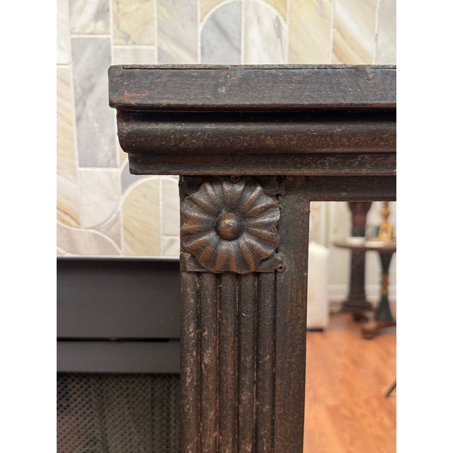 Mid 20th Century Monumental Vintage Neoclassical Black Cast Iron Wall Mirror For Sale - Image 5 of 12