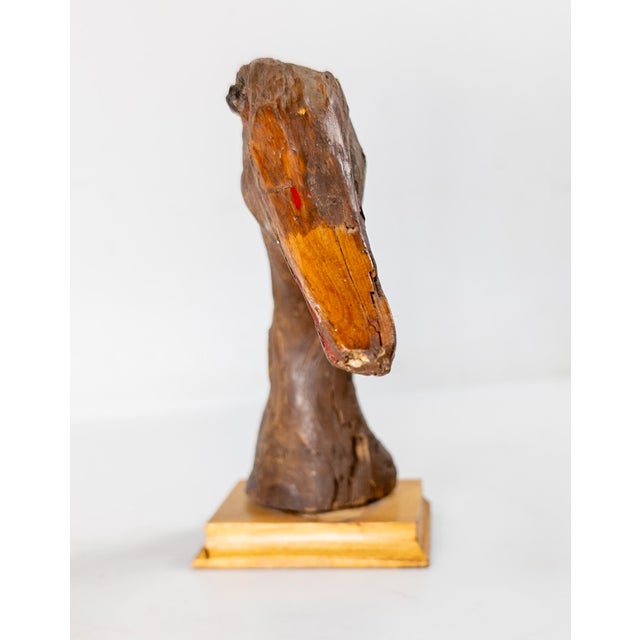 Mid-Century Folk Art Found Driftwood Painted Goose or Duck Head For Sale - Image 4 of 9