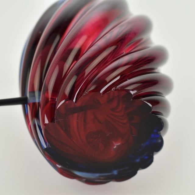 Red Vintage Mid Century Modern Italian Accent Murano Glass Lamp Cobalt Blue Pink Red Retro Sommerso Seguso For Sale - Image 8 of 8