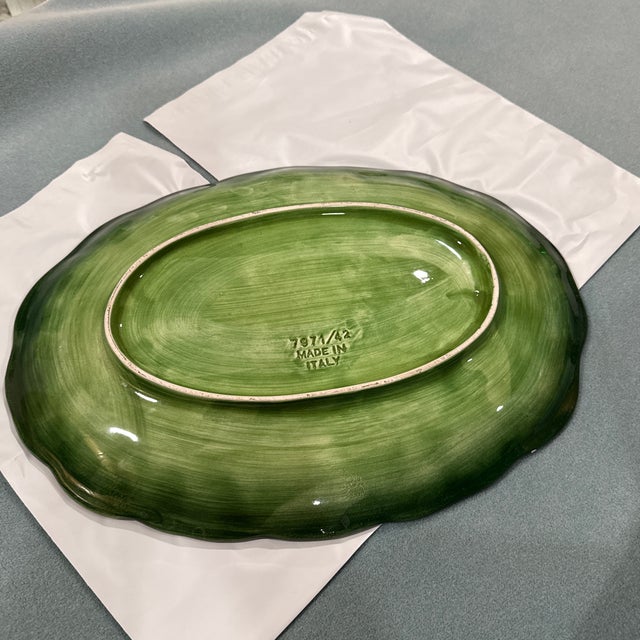 Mid 20th Century Italian Green Leaf Oval Platter For Sale In Palm Springs - Image 6 of 9