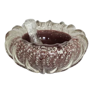 1960s Murano Italian Art Glass Fluted Mortar and Pestle Bowl Catchall