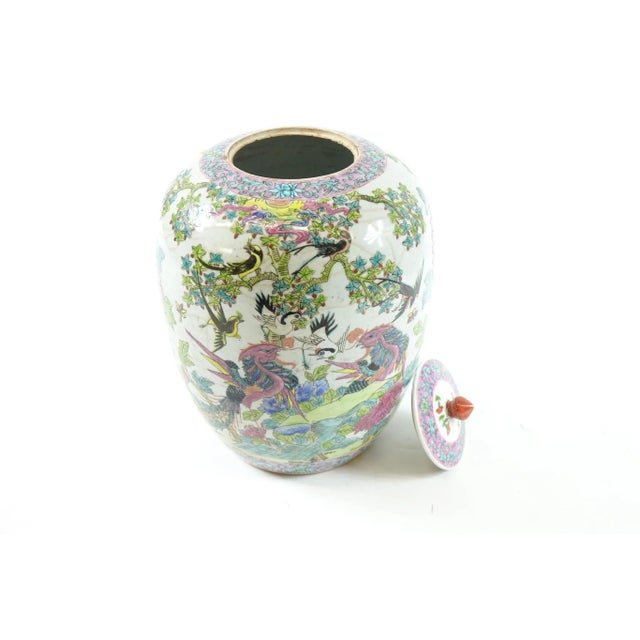 19th Century Antique Chinese Famille Rose Jar with Lid For Sale - Image 4 of 6
