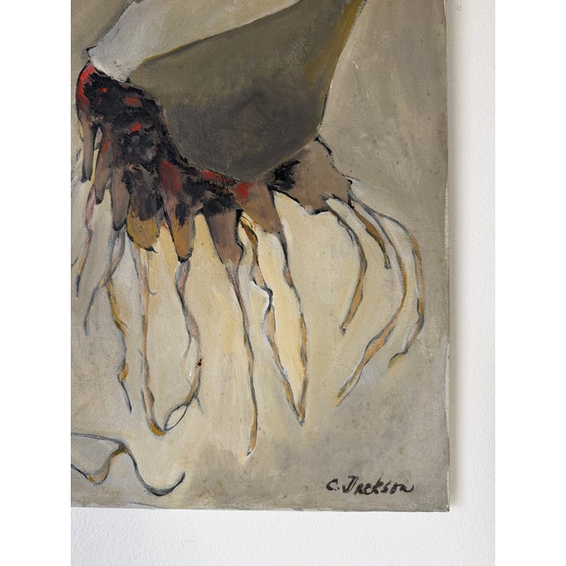 1970s C. Jackson Expressionist Abstract Oil on Canvas Painting – Signed, Unframed For Sale - Image 9 of 12