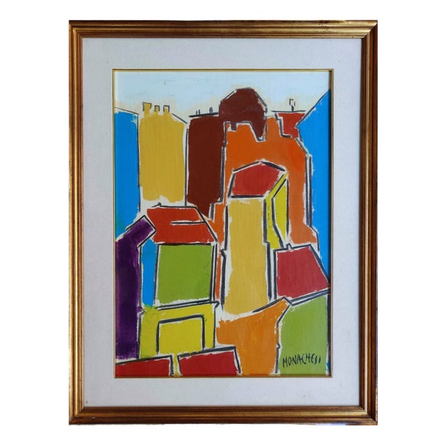 Sante Monachesi, City View, Italy, 1955-1965, Oil on Canvas For Sale